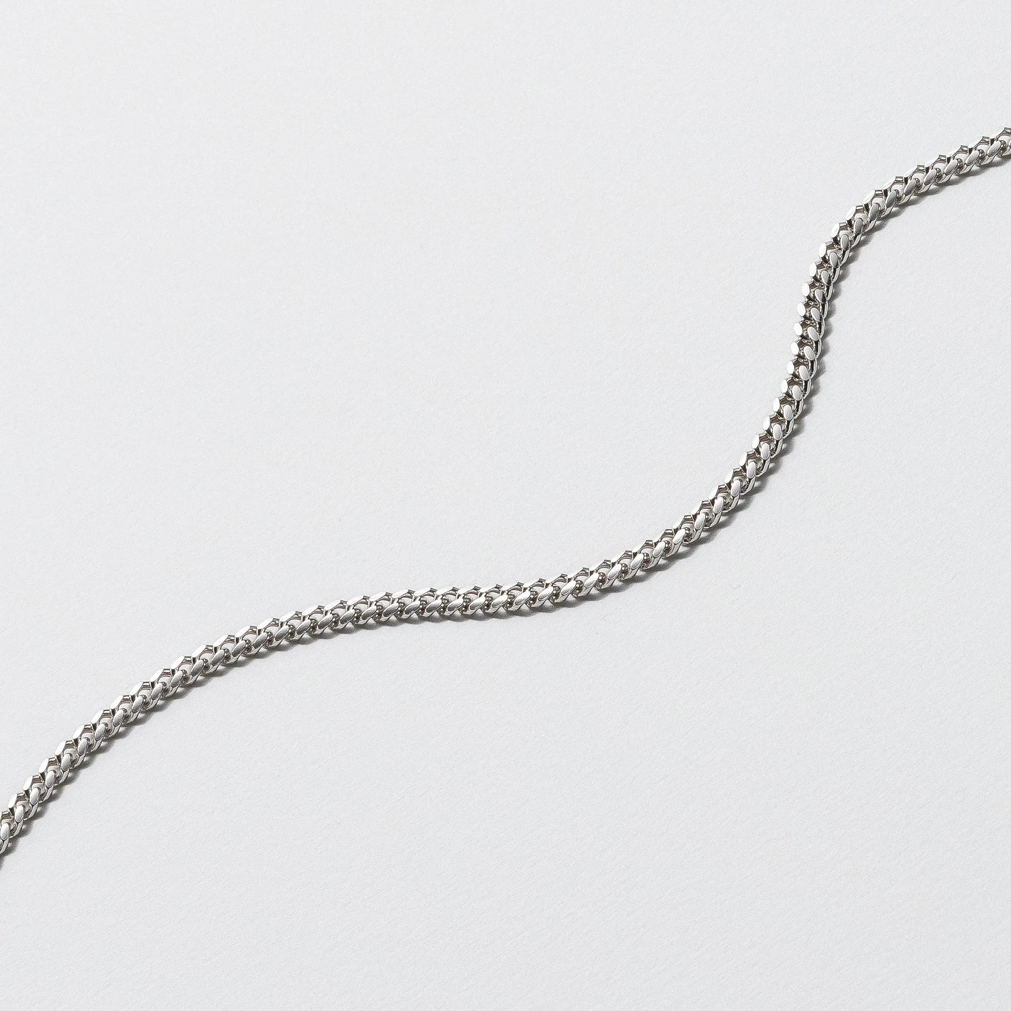 White Gold Curb Chain - Polished 3.3mm