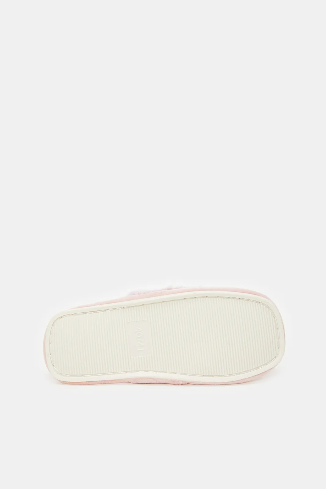 Women Pink Fur Trim Slippers